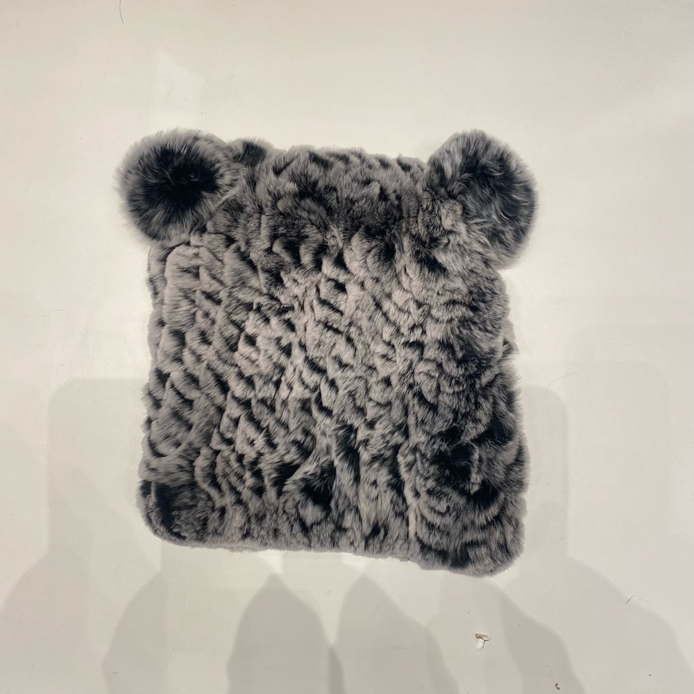 NEW Kids elastic winter hat made with rex rabbit.